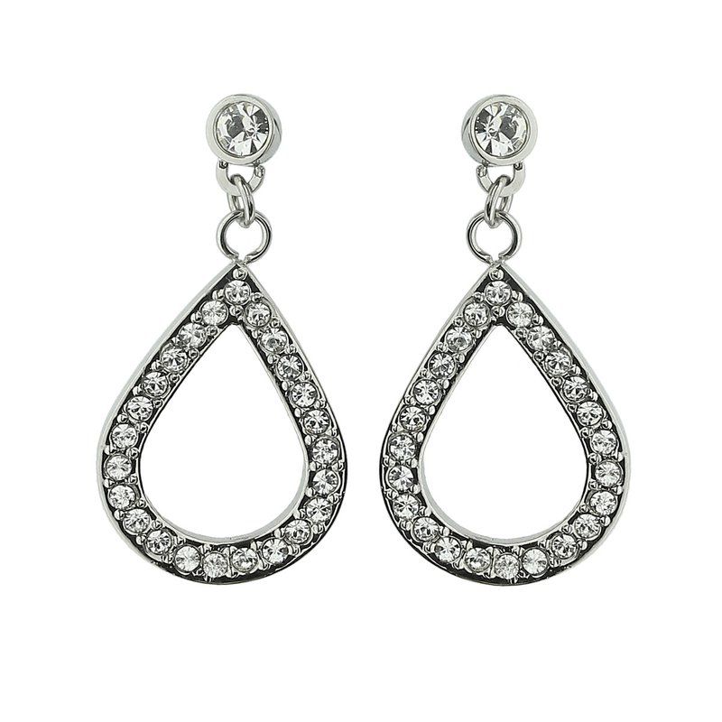 Steelx Open Teardrop with Clear CZs Earrings - ER373 - Click Image to Close